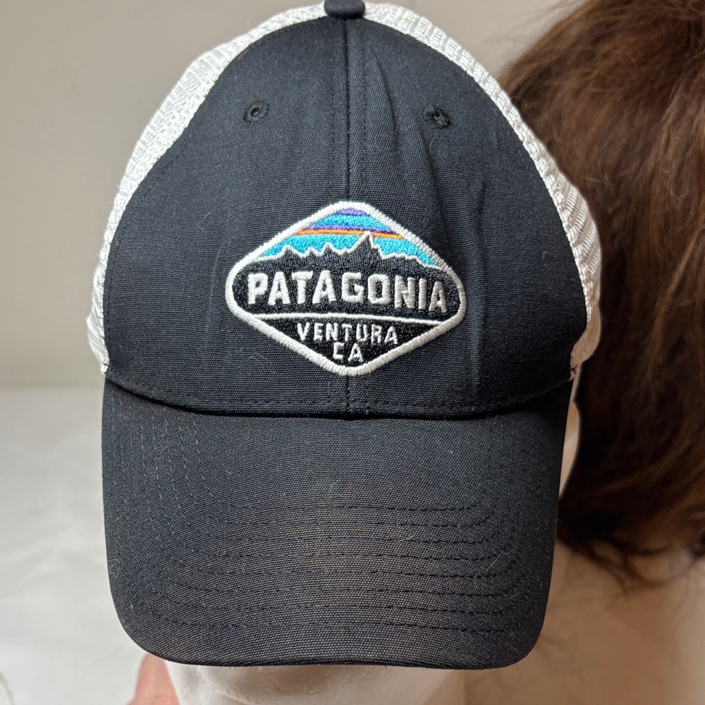 Patagonia Black and White Mesh SnapBack Trucker Hat One Size